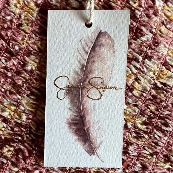 Nwt-Jessica Simpson Aldan Short Sleeve Smocked Wild Rose Botanical Dots Size Med - Picture 4 of 8